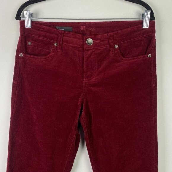 Kut from the Kloth Corduroy Pants Womens Size 8 Burgundy Red Diana Skinny - Picture 2 of 10